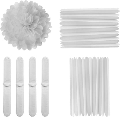 MISU 10" White Tissue Pom Poms DIY Tissue Paper Flowers for Birthday Wedding Baby Shower Tea Party