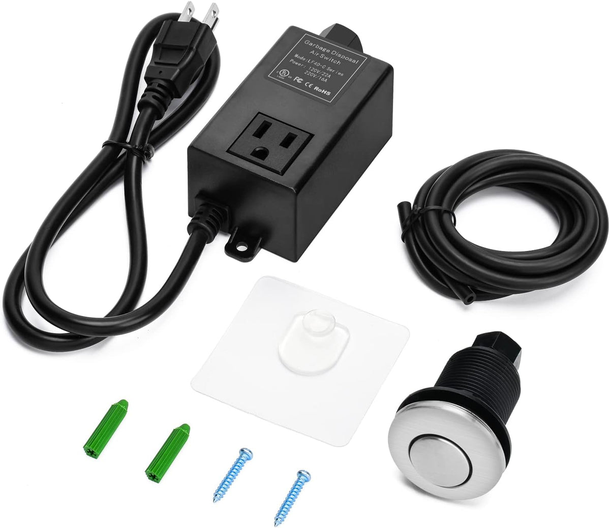 Garbage Disposal Air Switch Kit for SinkTop Waste Disposal with Stainless Steel Brushed Nickel