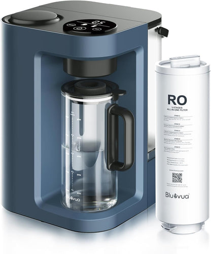 Bluevua RO100ROPOT-LITE Countertop Reverse Osmosis Water Filter System, 5 Stage Purification, 3:1