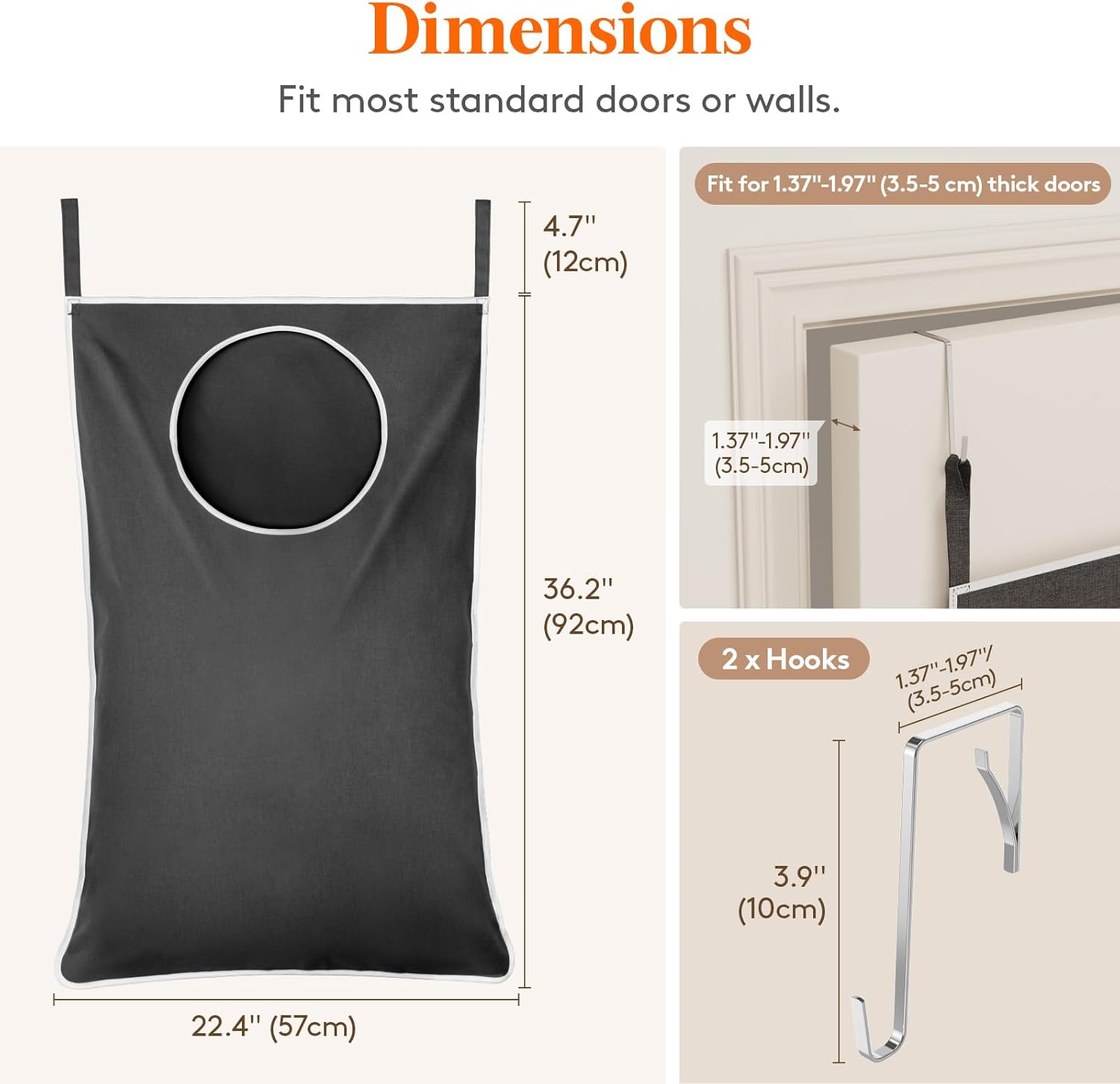 Lifewit Over Door Laundry Hamper, Large Collapsible Hanging Laundry Hamper, Hanging Laundry Basket