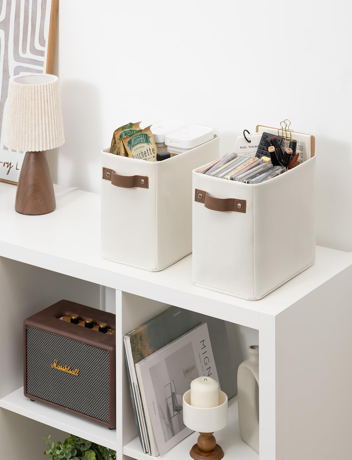 StorageWorks Narrow Storage Bins, Small Basket for Closet and Shelves, Rectangular Fabric Organizer