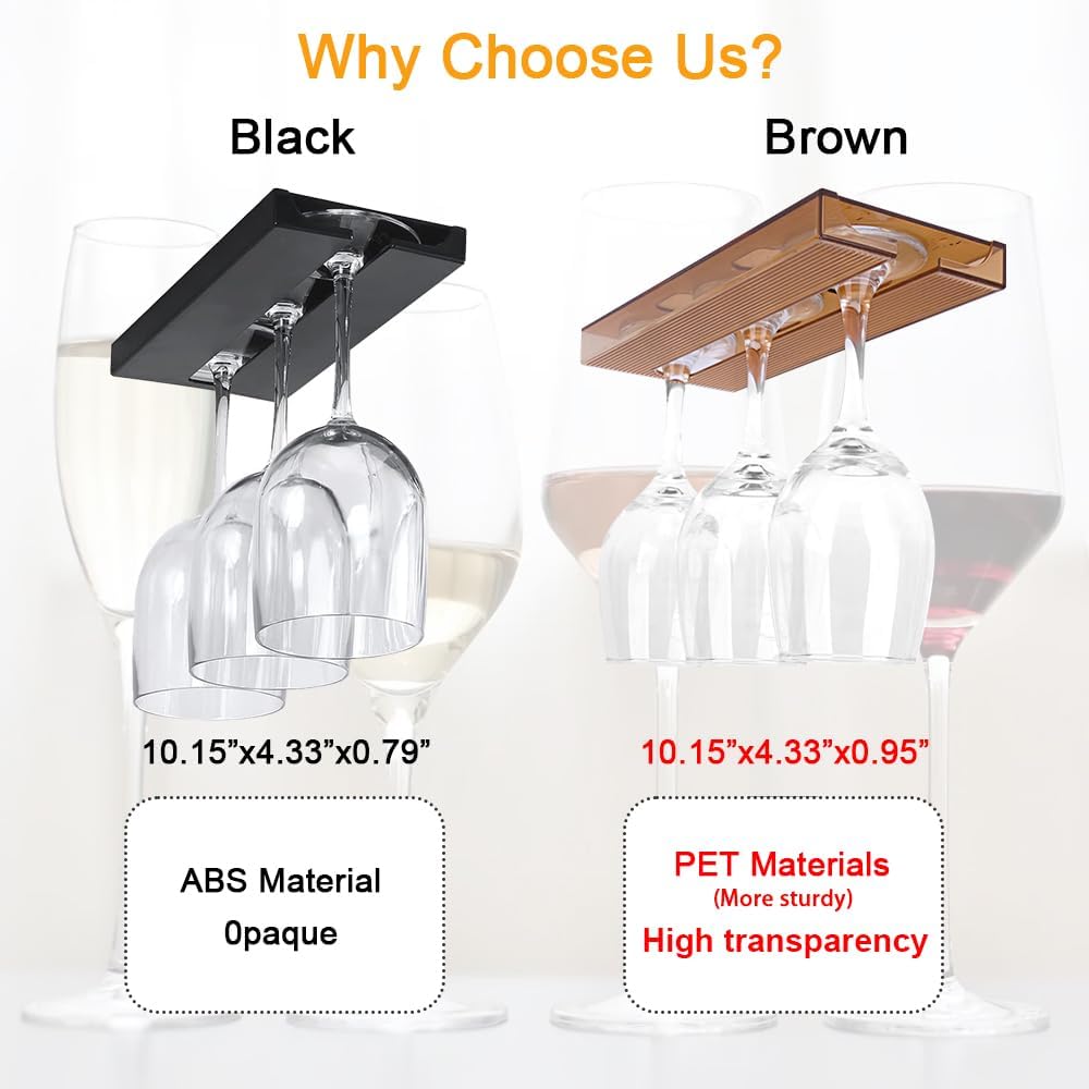 4 Pcs Wine Glass Holder Under Cabinet,Plastic Stemware Rack Punch-free Hanger Under Counter for