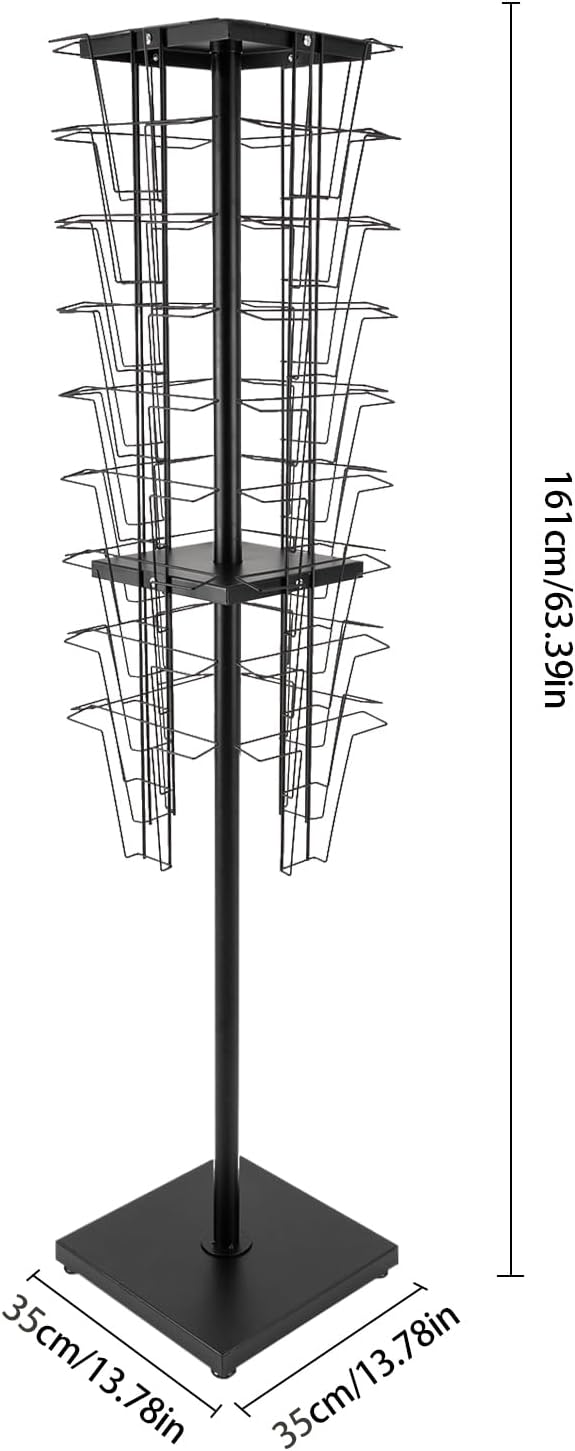 36 Pockets-360° Rotating Magazine Rack, Detachable Floor Standing Comic Books Brochure Display