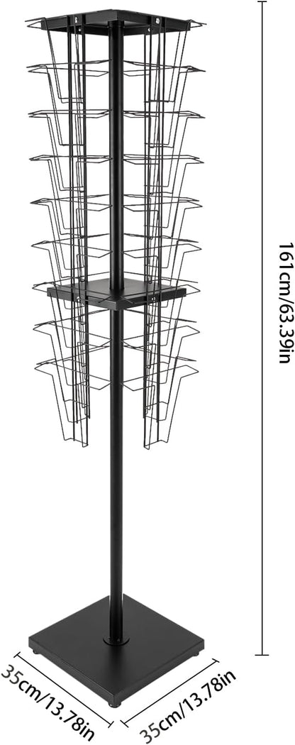 36 Pockets-360° Rotating Magazine Rack, Detachable Floor Standing Comic Books Brochure Display
