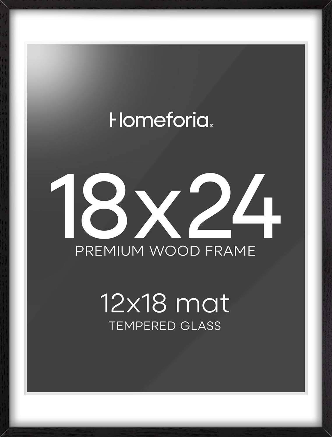 Homeforia Black Wooden Frame 18x24, High End Oak 18x24 Wood Picture Frames with Mat 16x20 Photo, 18