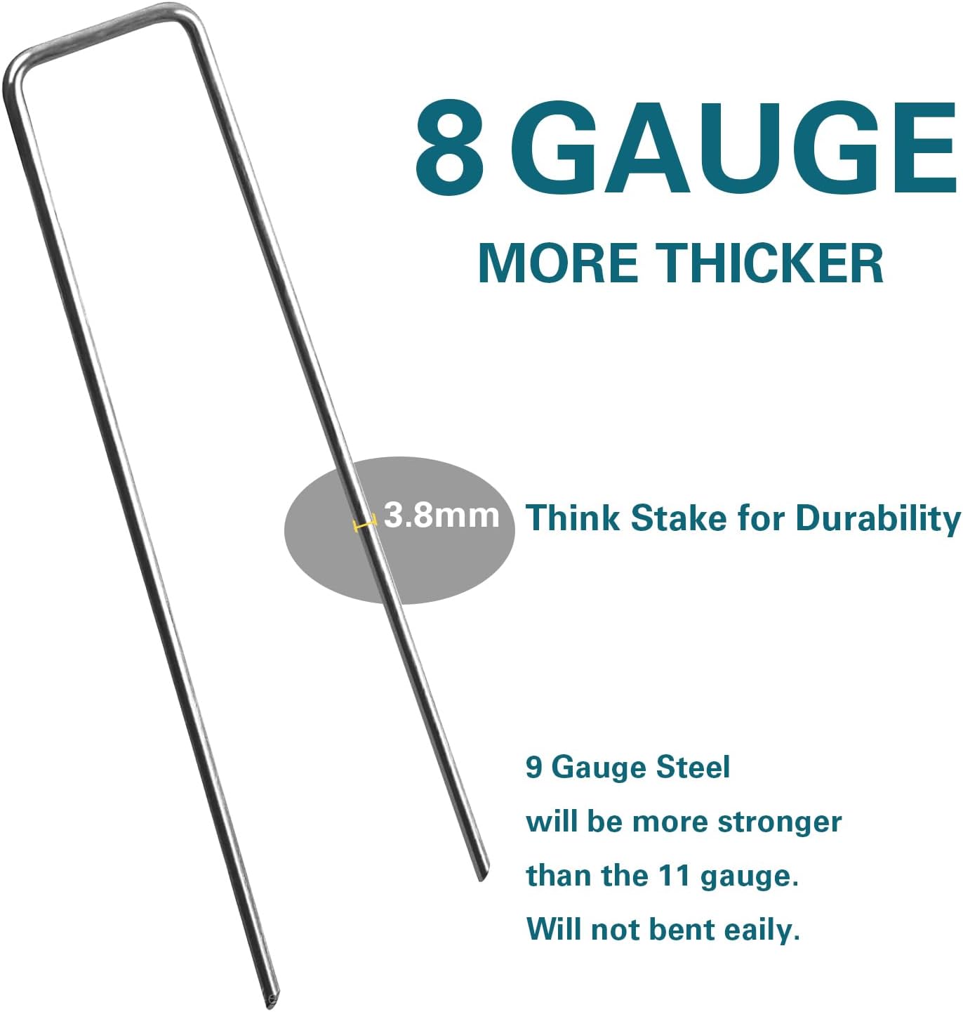 6 Inch Landscape Staples, More Thicker Heavy Duty 8 Gauge Galvanized Landscape Stakes, 125 Packs