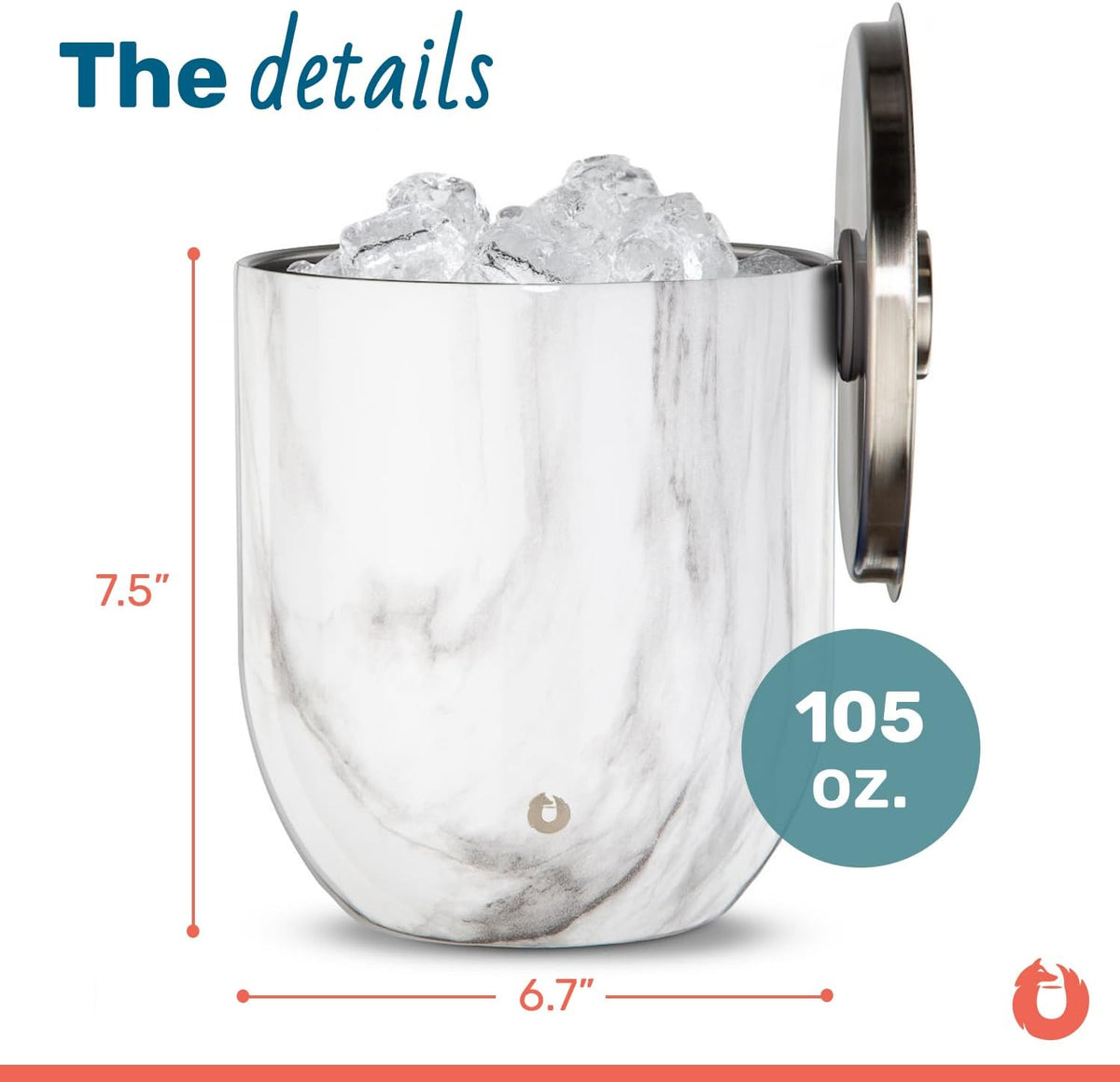 SNOWFOX Premium Vacuum Insulated Stainless Steel Ice Bucket with Lid/Tongs, Non-Rubber Bottom, Home