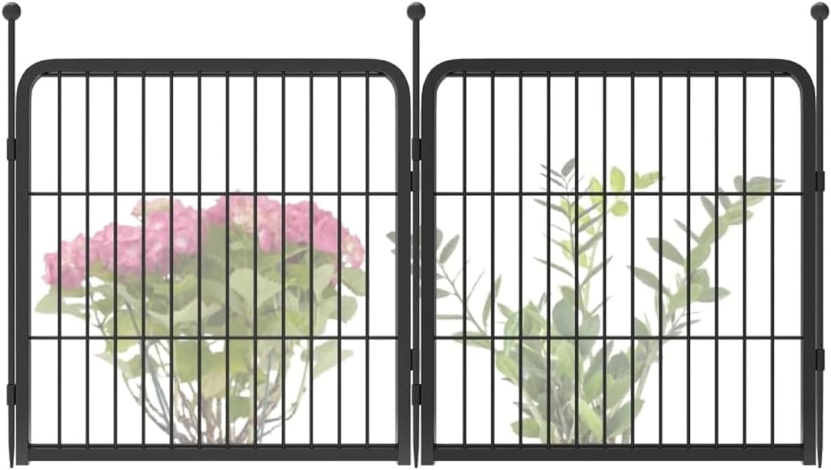 FXW Garden Fence Outdoor for The Yard – 24in(H) x 3.7ft(L) Heavy Duty Metal Animal Barrier for Dog