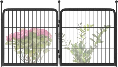 FXW Garden Fence Outdoor for The Yard – 24in(H) x 3.7ft(L) Heavy Duty Metal Animal Barrier for Dog