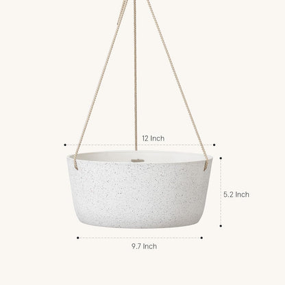 La Jolie Maison Large Hanging Planters - 12 Inch Outdoor Flower Pots, Hanging White Planters Set of