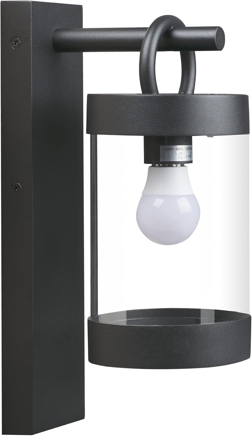 Dusk to Dawn Outdoor Wall Lighting 2 Pack Black Exterior Wall Lantern Sconce Fixture with E26 Base