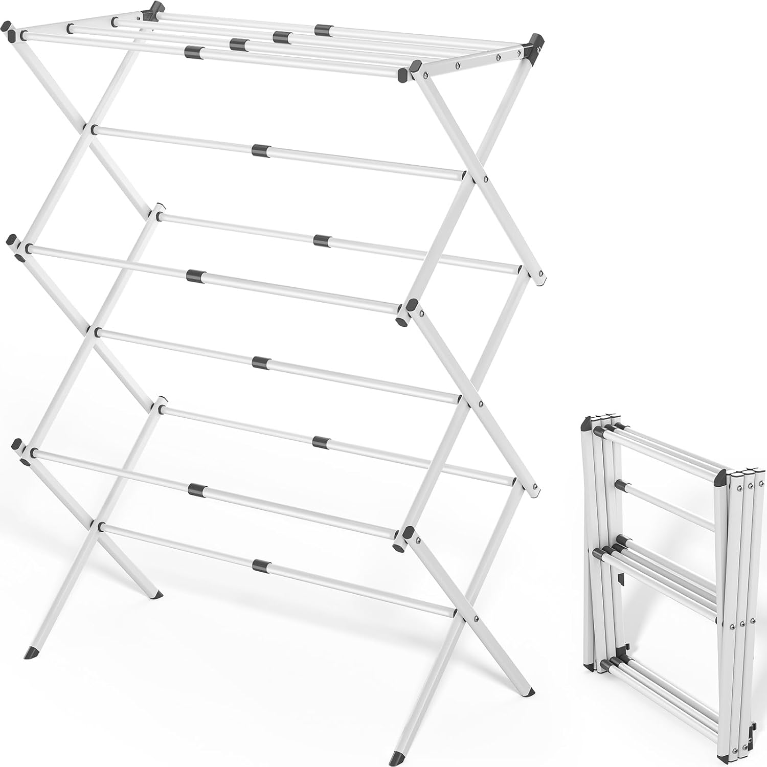 APEXCHASER Clothes Drying Rack, 3-Tier Laundry Drying Rack for Clothes, Expandable Metal Clothing