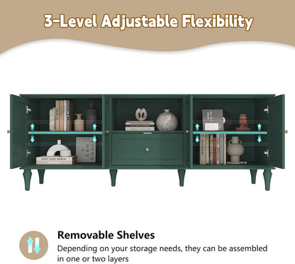 ARTPOWER 67'' Mid-Century Modern TV Stand with Storage Drawer and Doors, Long TV Stand with