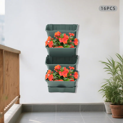 20Pack Vertical Wall Planter, 13 inch Wall Mounted Garden Planters, Stackable Wall Hanging Planter