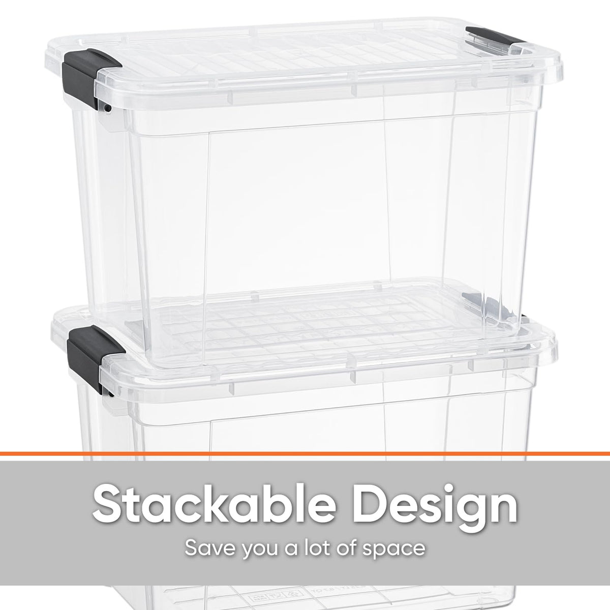 Superio Clear Storage Box with Lid, 49 Quart Plastic Container Bins for Organizing, Stackable