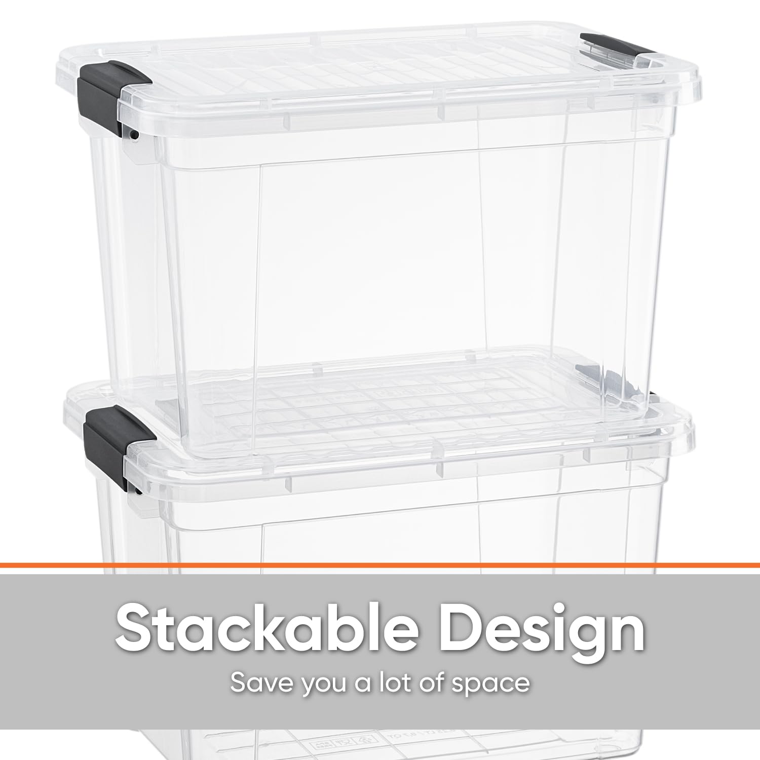 Superio Storage Bins with Lids- Clear Boxes for Organizing, Stackable Plastic Containers- BPA Free