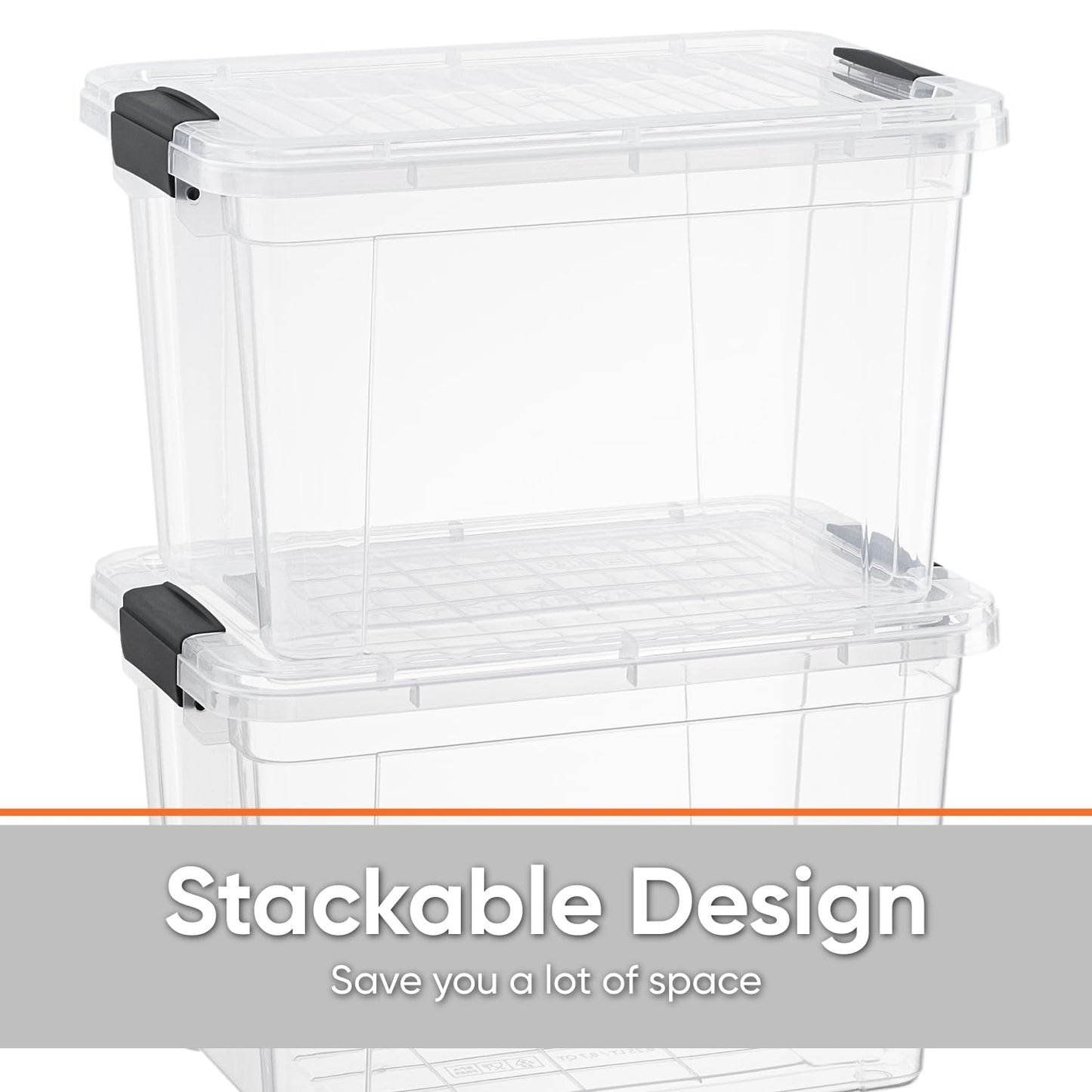 Superio Clear Storage Boxes with Lids, 26 Quart Plastic Container Bins for Organizing, Stackable