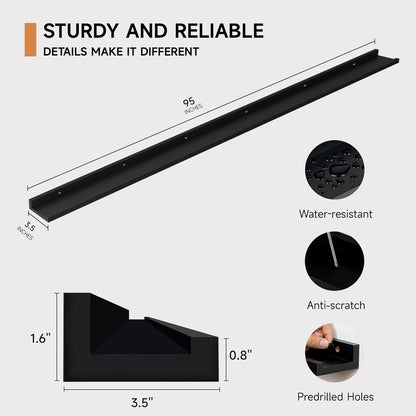 Floating Picture Ledge Shelves for Wall Set of 2, 95 Inches Picture Ledge Shelf with Long Large