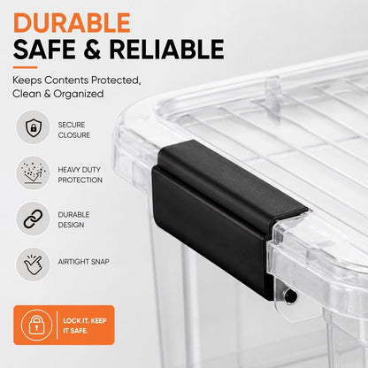 Superio Small Clear Storage Box with Lid, 4.75 Quart Plastic Container Bins for Organizing