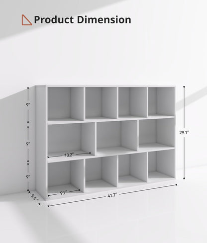 11 Cube White Kids Toy Storage Organizer & Bookshelf – Toy and Book Storage for Kids, Baby