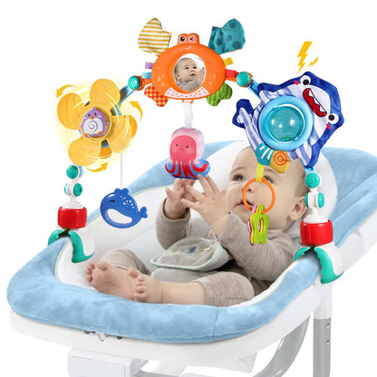 Baby Stroller Car Seat Toys,Adjustable Crib Mobile Activity Arch Toys with Sound Toy and Baby