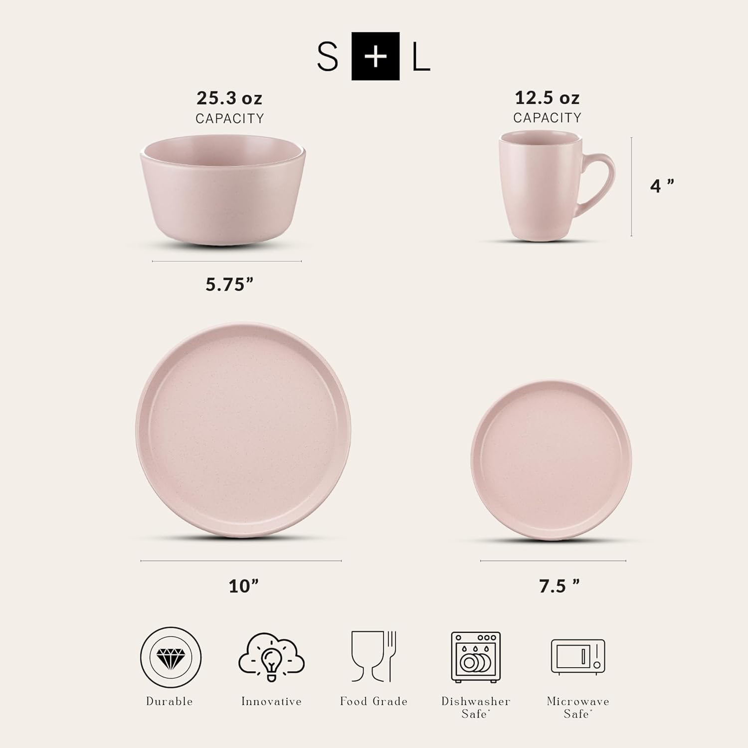 Stone Lain Albie Stoneware 32-Piece Modern Dinnerware Set, Kitchen Plates and Bowls Sets, Dish Set