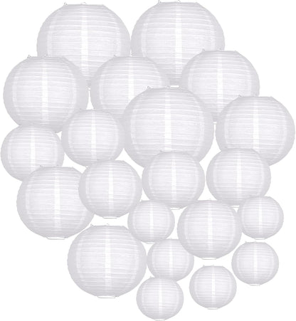 ADLKGG White Paper Lanterns Party Decorative, White Round Hanging Paper Lanterns Decorations for