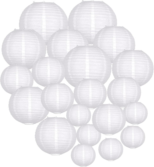 ADLKGG White Paper Lanterns Party Decorative, White Round Hanging Paper Lanterns Decorations for