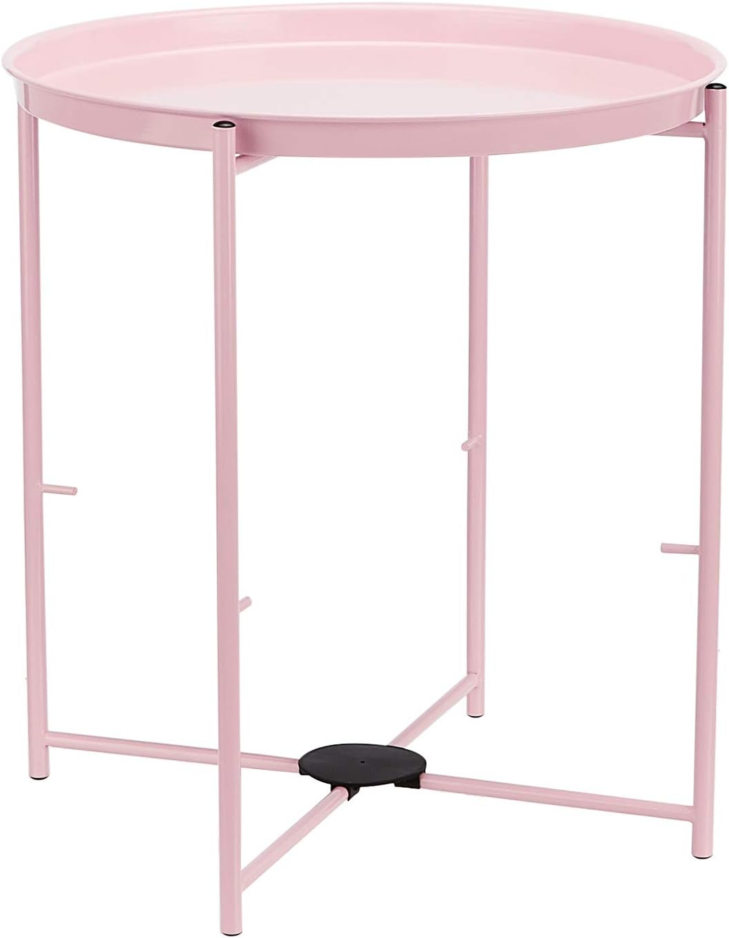 Amazon Basics Round Storage End Table, Side Table with Cloth Basket, Dusty Pink, 17.7"D x 17.7"W x