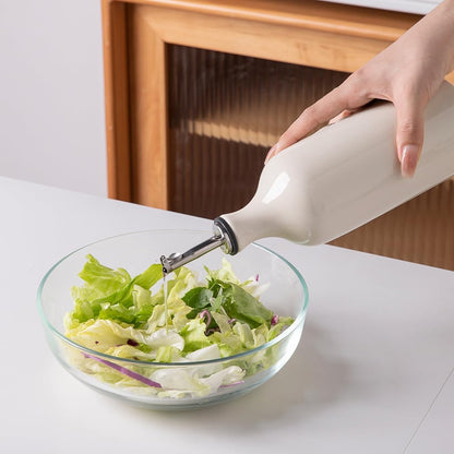 Sweejar Ceramic Olive Oil Dispenser Bottle, 20 Oz Relief Opaque Oil Cruet Protects Oil To Reduce