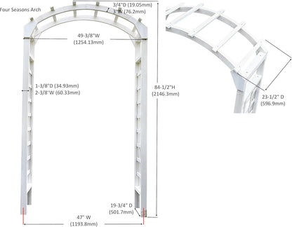 Solid Fir Wooden Garden Arch Premium Outdoor Trellis for Climbing Plants, 84.5”H×49.37”W×23.5’’D