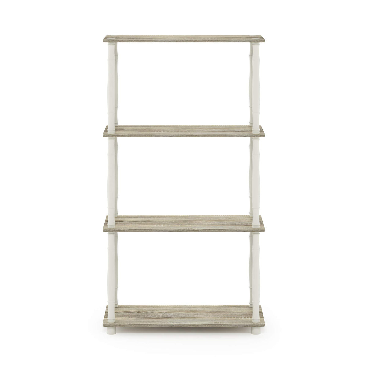 Furinno Turn-N-Tube 4-Tier Multipurpose Shelf Display Rack, Classic Tubes, Sonoma Oak/White