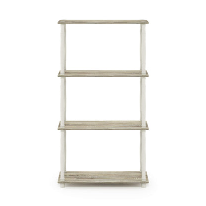 Furinno Turn-N-Tube 4-Tier Multipurpose Shelf Display Rack, Classic Tubes, Sonoma Oak/White