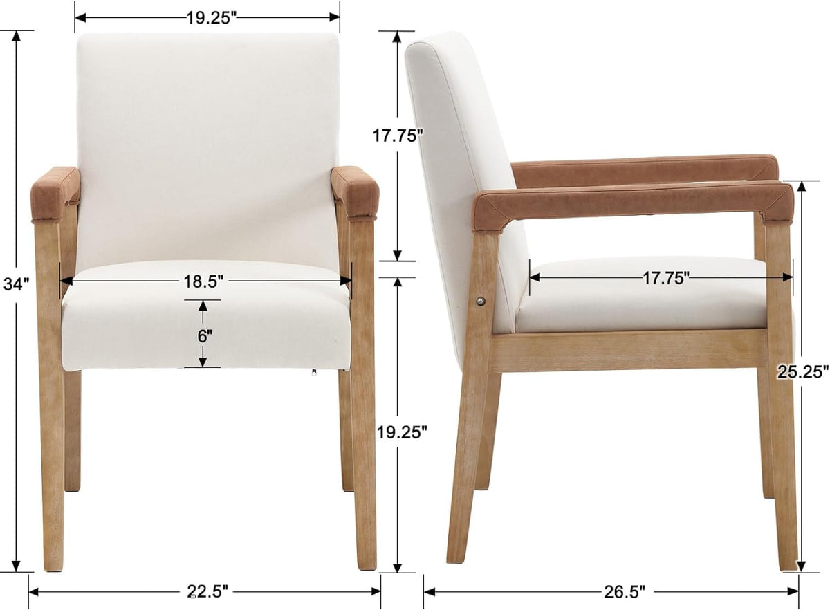 Kmax Modern Dining Chairs Set of 6 Linen Fabric Kitchen Arm Chairs Upholstered Accent Chairs with