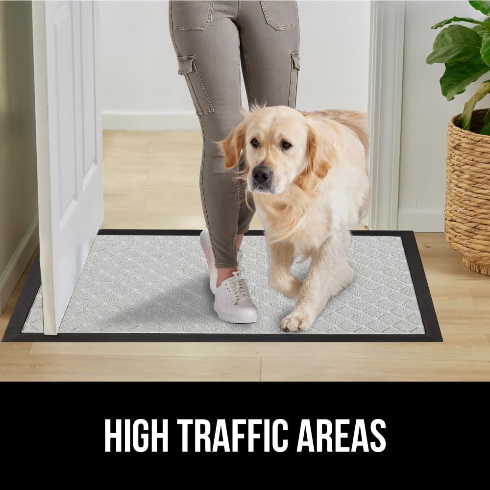 GORILLA GRIP 100% Waterproof All-Season WeatherMax Doormat US Designed Natural Rubber, Stain and