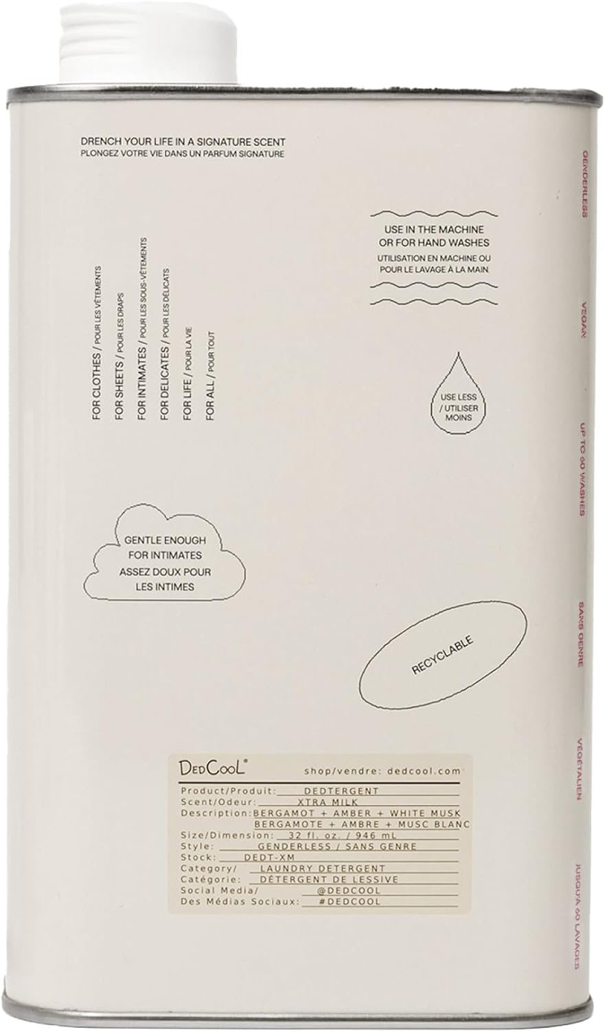DedCool Liquid Laundry Dedtergent (Xtra Milk, 32 fl oz), Luxurious Fragrance, Scented, Removes