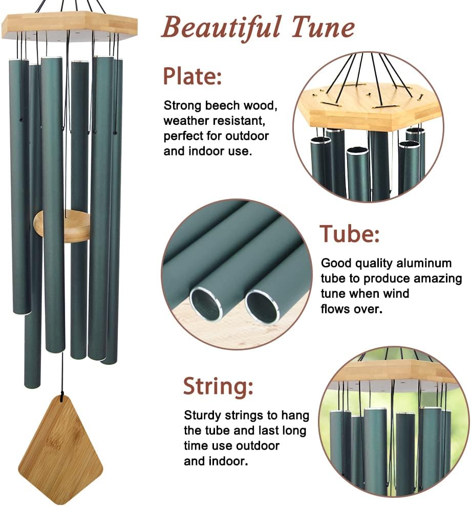 Wind Chimes Outdoor Deep Tone, 36 Inches Large WindChimes Outdoor Sympathy Windchime for