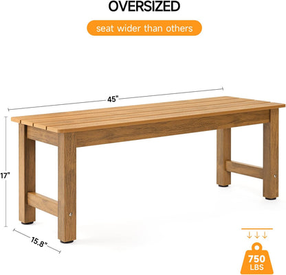 Outdoor Bench, 2-Person Poly Lumber Garden Bench, All-Weather Patio Bench Will not Rot and Fade for