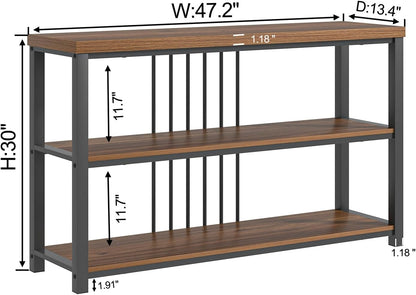 FOLUBAN Console Table for Entryway, Narrow Sofa Table with 3 Tier Storage Shelf for Living Room