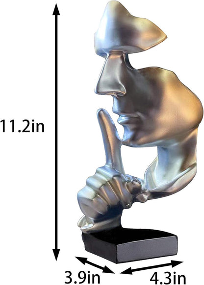 aboxoo Abstract Statues Silence is Gold Decorative Objects,Modern and Simple Resin Figurine,Desk