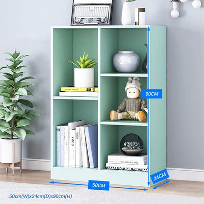 IOTXY Open Shelf Low Bookcase - Wooden 3-Tier Floor Standing Display Cabinet Organizer with Base, 5