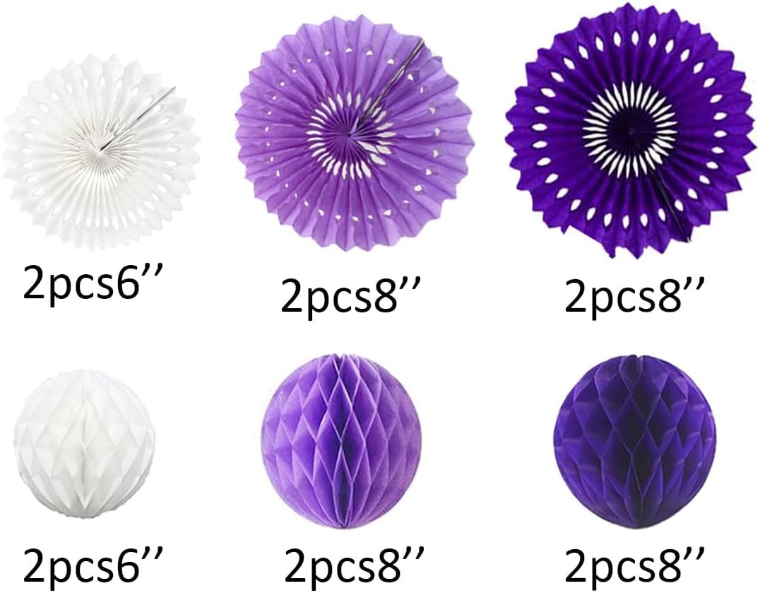 12pcs 6’’ 8’’ Honeycomb Balls Tissue Paper Fans Party Honeycomb Ball Fans Wall Tissue Pom Poms