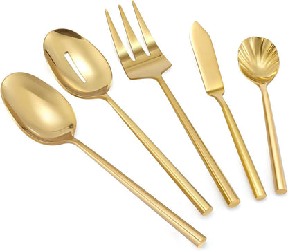 Silverware 45-Piece Gold Flatware Set with Serving Utensils Stainless Steel Thick Heavy Mirror