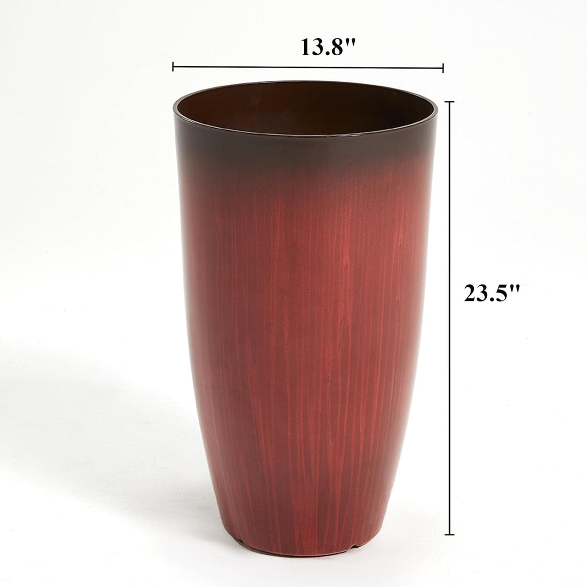 Worth Garden 23.5" H. Large Plastic Planters - Set of 2 Gradient Red Glossy Smooth Finish - Tall