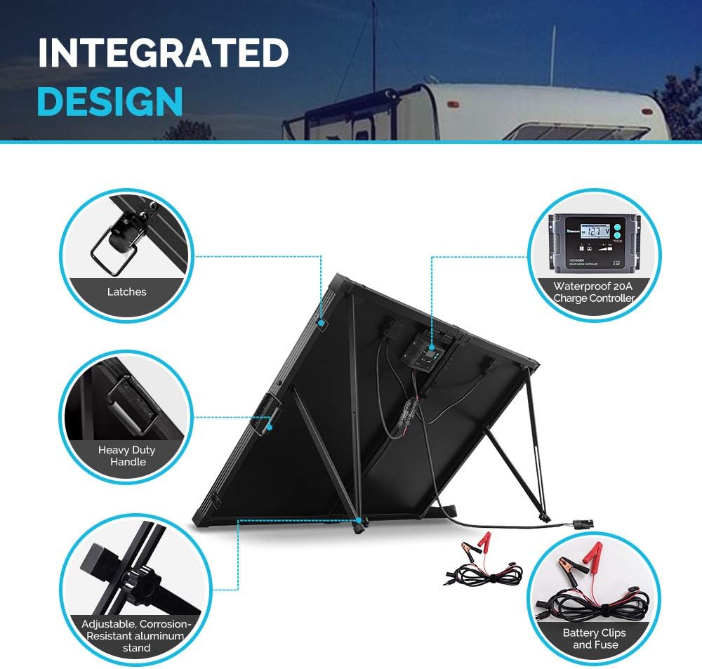 Renogy 200W 12V Portable Solar Panels Suitcase with Waterproof 20A Charge Controller, Foldable 200