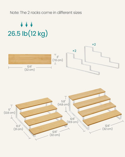 SONGMICS Display Risers, Set of 2 Engineered Wood Perfume Organizer Stand, 4-Tier Cupcake Stand