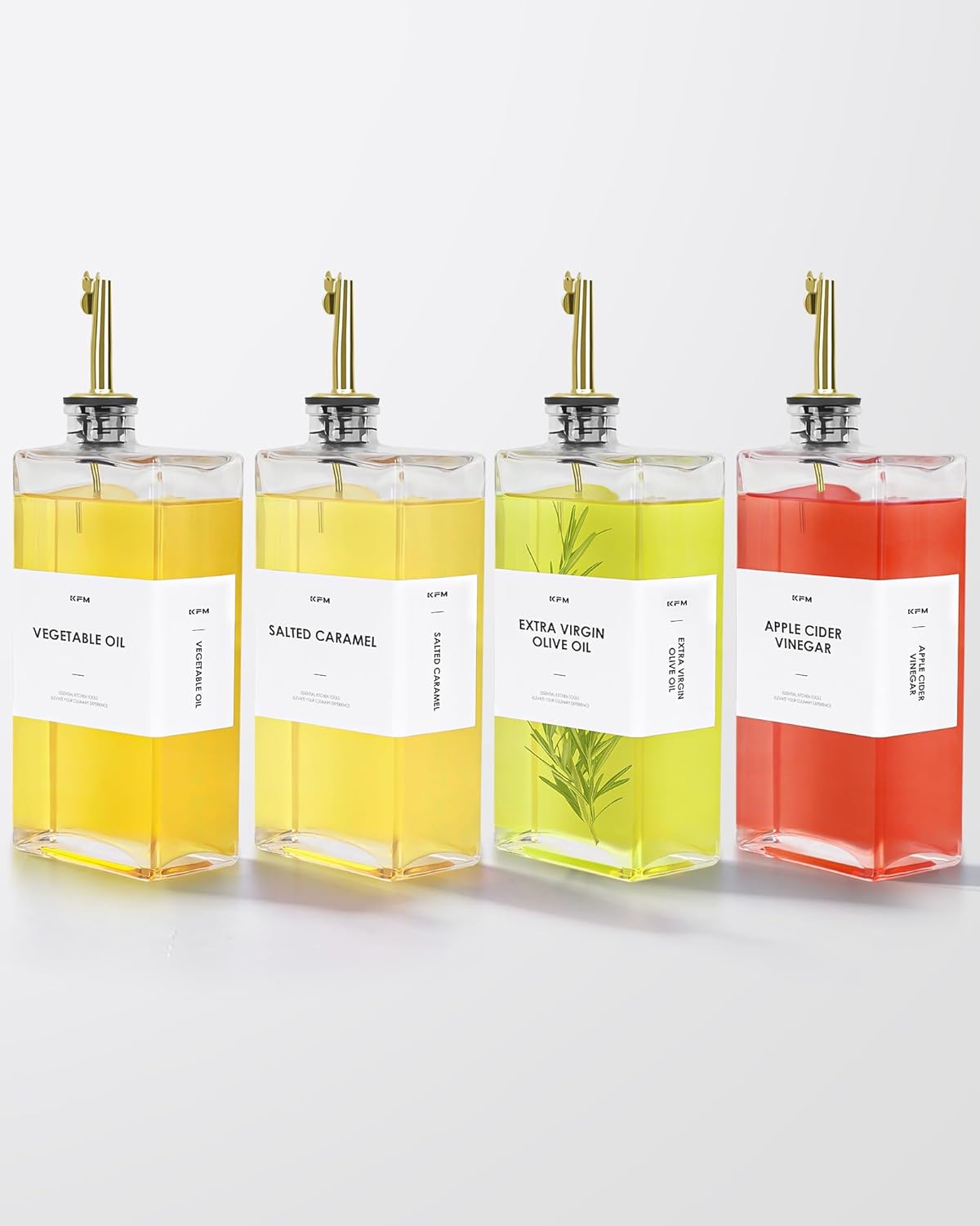 Olive Oil Dispenser For Kitchen, Glass Oil Bottle 500ML Oil And Vinegar Dispenser Set Of 4 with 4