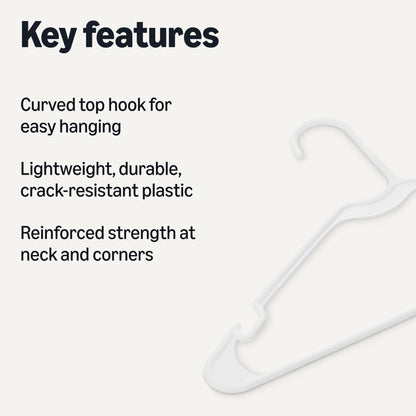 Amazon Basics Space Saving Plastic Clothes Hangers, Sturdy Closet Organizer for Shirts and Jackets