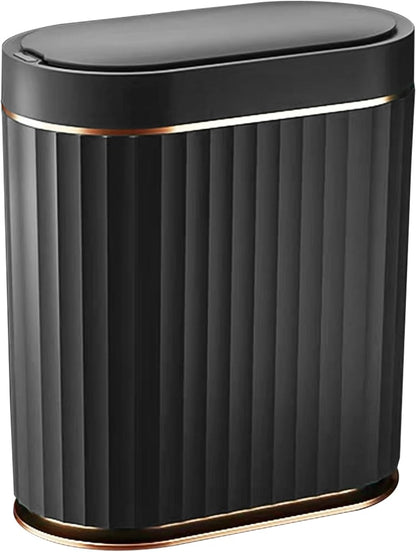 ELPHECO Black Bathroom Trash Can with Lid 2 Gallon Sensor Trash Bin, Automatic Narrow Garbage Can
