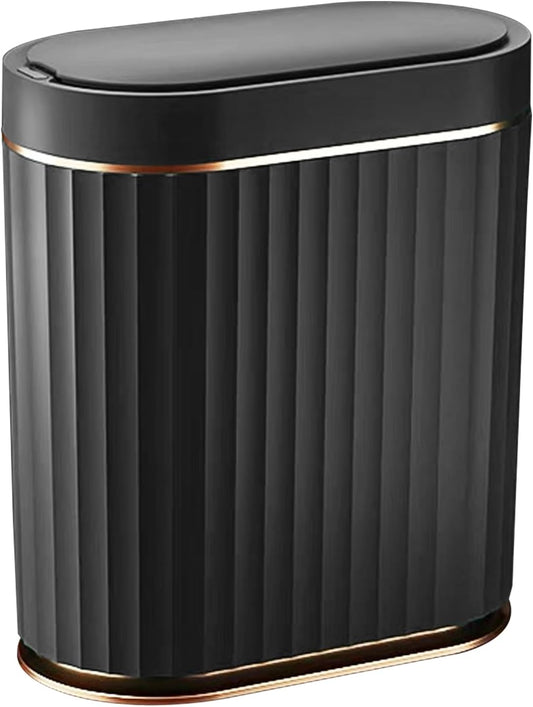 ELPHECO Black Bathroom Trash Can with Lid 2 Gallon Sensor Trash Bin, Automatic Narrow Garbage Can